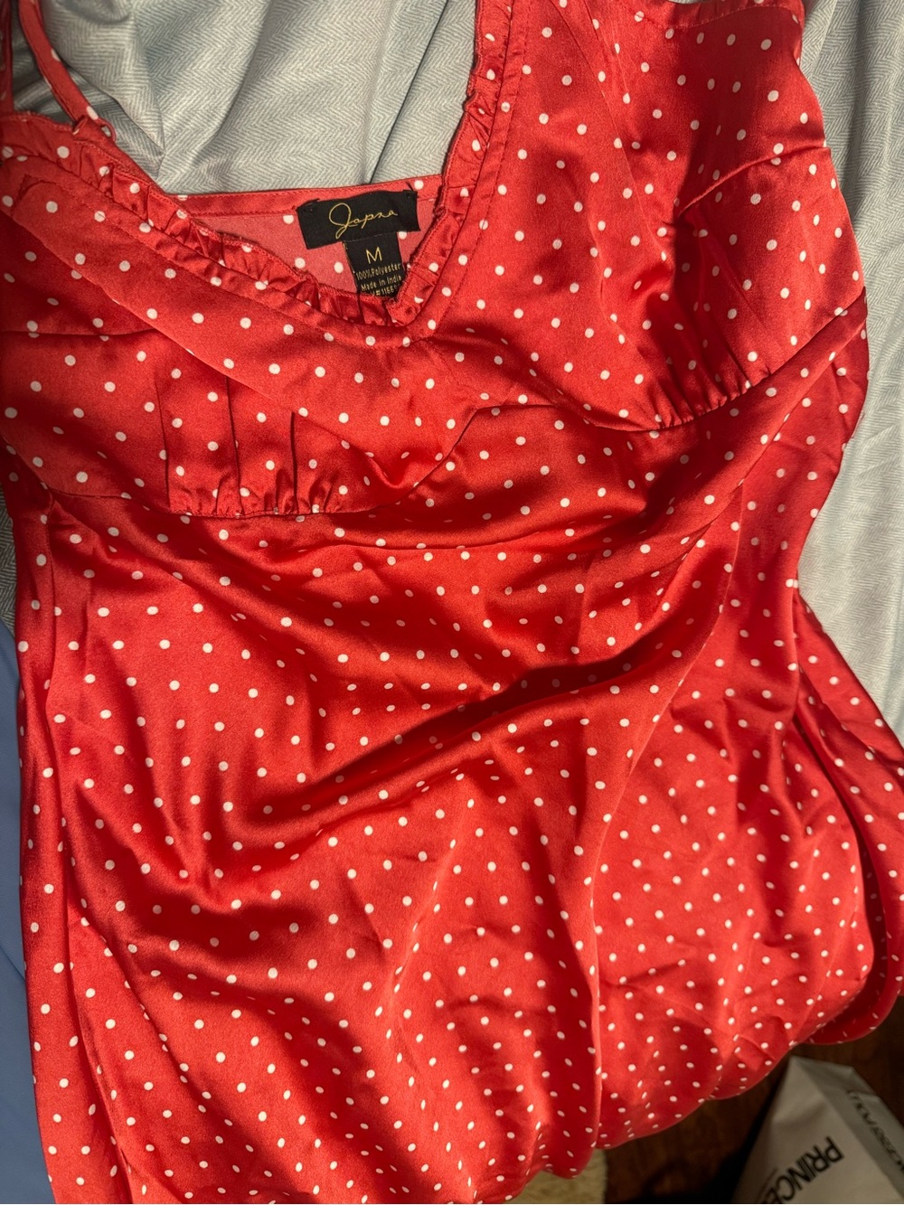 T.J.Maxx Red Satin Polka Dot Dress